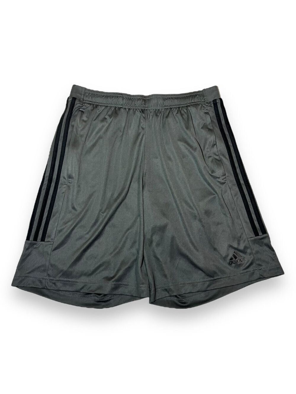Adidas Men’s 3 Stripe Shorts with Side Zipper Pockets Gray Size Large